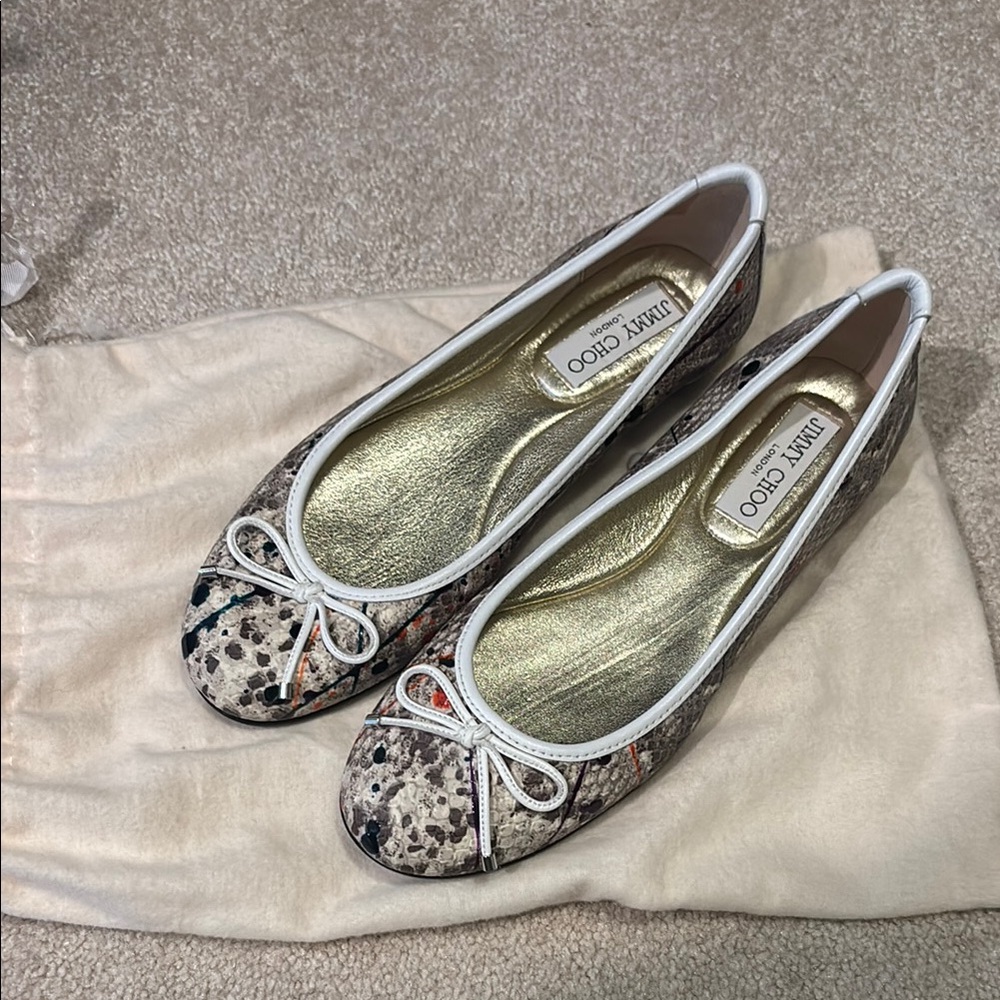 Jimmy Choo Cream Flats with Ornate Embellishment